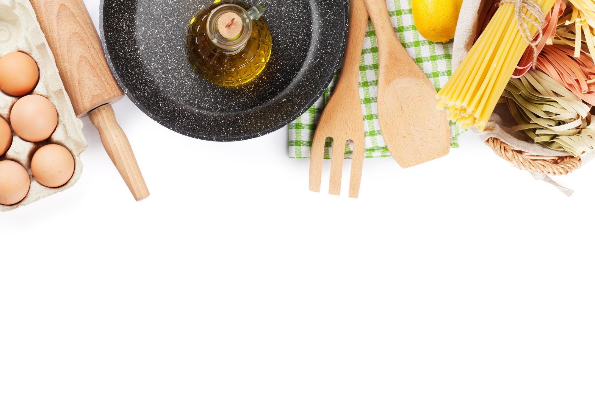 Workshop table with ingredients and utensils